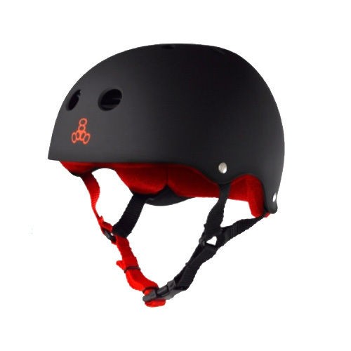 TRIPLE 8 Skateboard Helmet Black/Red Liner Skate Roller Derby Inline