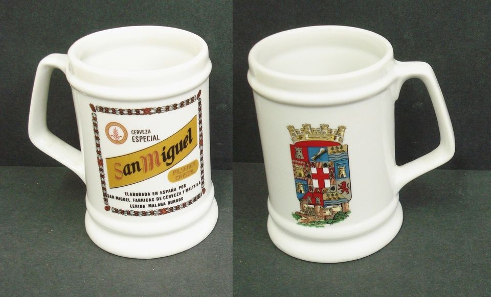 SAN MIGUEL CERAMIC STEIN BEER JUG MUG TANKARD BIER USED