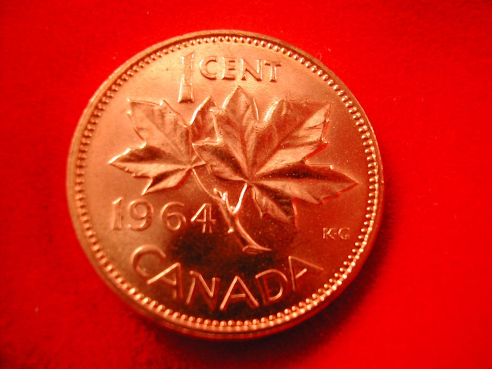 1964 CANADIAN MAPLE LEAF QUEEN ELIZABETH 2 UNCIRCULATED BANK BAG PENNY