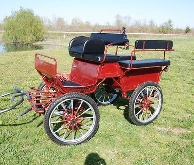 Frontier horse drawn Marathon wagonette carriage Burgundy & silver 