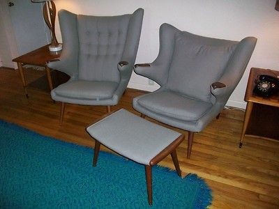 Hans Wegner Style Papa Bear & Mama Bear Chair Mid Century Modern Early 