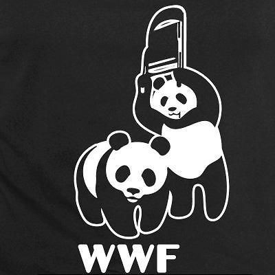 WWF PANDA BEAR wrestling tee mma Retro Funny Cool t shirt BLACK