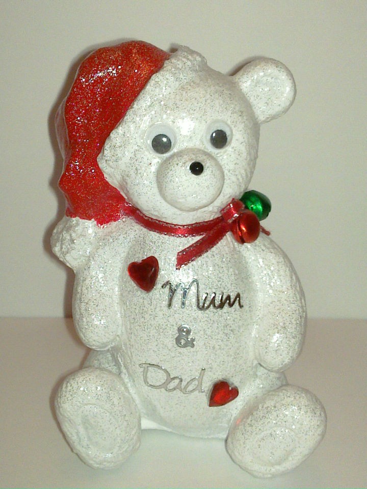 JINGLE BELLS CHRISTMAS TEDDY BEAR GRAVE MEMORIAL OUTDOOR ORNAMENT