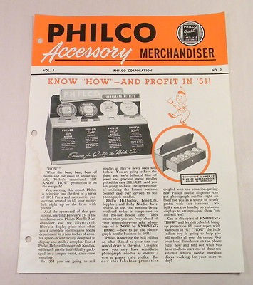 Vintage PHILCO ACCESSORY MERCHANDISER Vol. 1 No. 2 Dealer Folder 