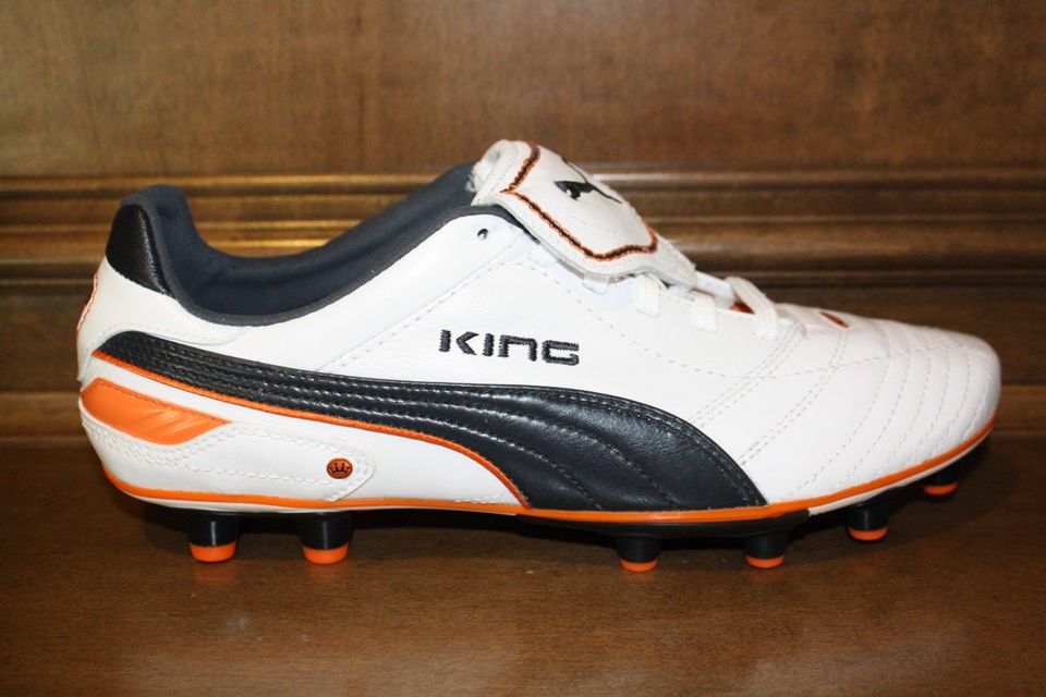 New Mens PUMA KING FINALE i FG Soccer Cleats White/Navy/Ora​nge