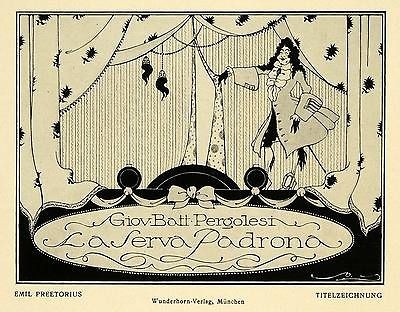 1913 Print Stage Title Drawing Design Maid Mistress Art Curtains Sword 