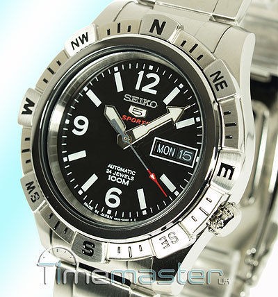 SEIKO 5 MENS SPORTS DIVE AUTOMATIC BLACK FACE SRP143K1