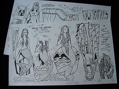 Sealia The Mermaid paper doll by Lou Rathjen 1984   signed by artist 