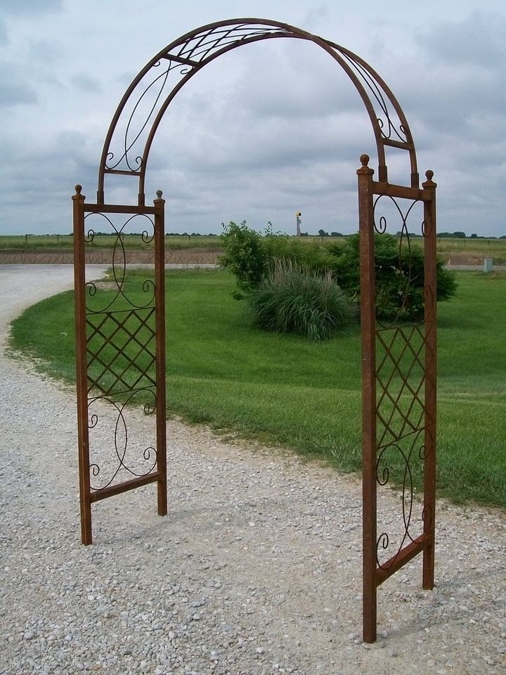 Wrought Iron Skyview Arbor Garden Arch, Flower Trellis