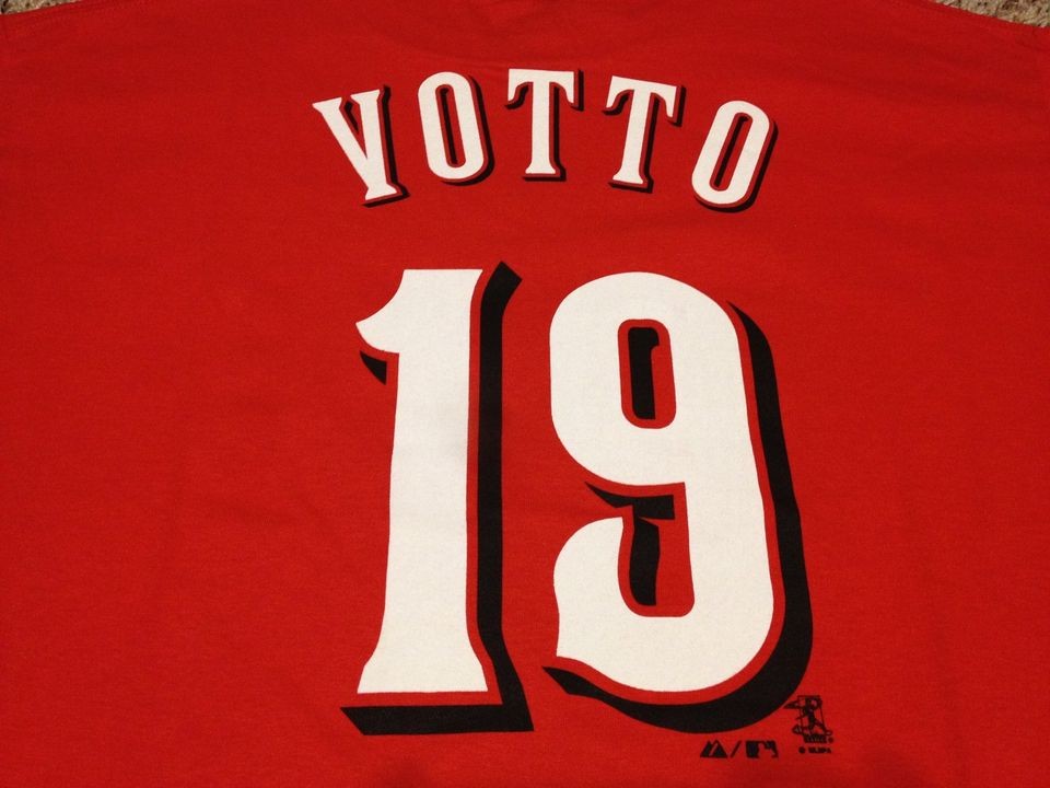   Votto Cincinnati Reds Jersey T Shirt NEW Majestic NWT MLB $25 retail