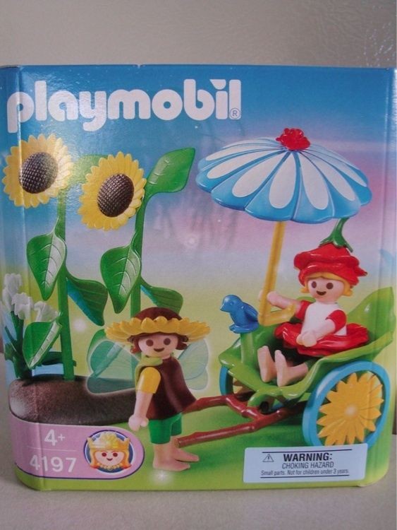 PLAYMOBIL GARDEN FAIRY WITH CART RICKSHAW # 4197 NEW