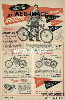 1951 WHIZZER ENGINE MOTOR BIKE POSTER PRINT MOTORIZED BICYCLE CYCLE 