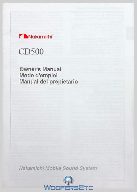 ORIGINAL NAKAMICHI MANUAL FOR CD500 STEREO PLAYER NEW