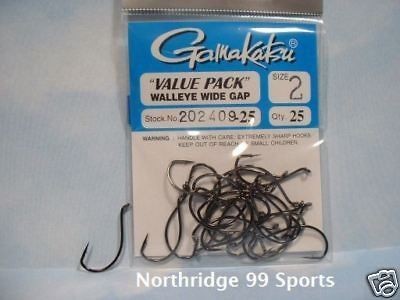 GAMAKATSU WALLEYE Size #2 Hooks 25 Package