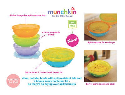 Newly listed NEW Munchkin Four Stack A Bowls Feeding Set Snack Catcher