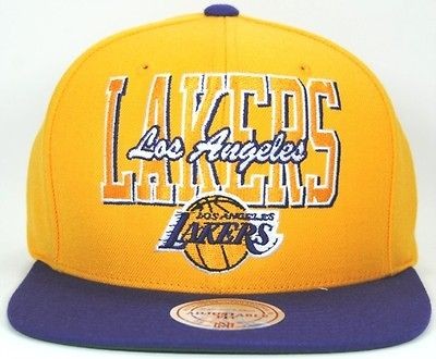 LAKERS NBA Reverse Stack Snapback Hat Mitchell & Ness Authentic 