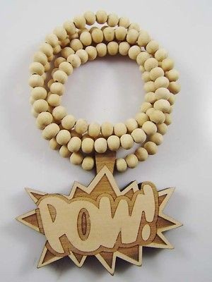 HIPHOP MAPLE WOODEN CHRIS POW PENDANT ALL WOOD STYLE ROSARY MEN 