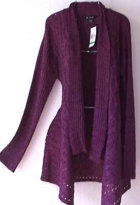   Plum Berry Purple Sweater Coat Cardigan Duster Top~4/6/2/S/Sm​all