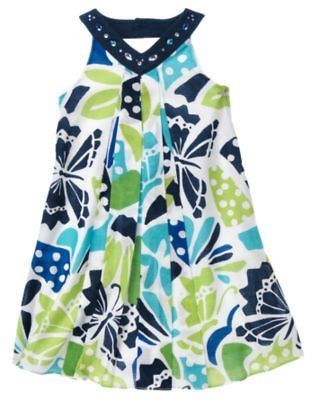 GYMBOREE TAHITIAN BUTTERFLY PRINT DRESS 6 NWT