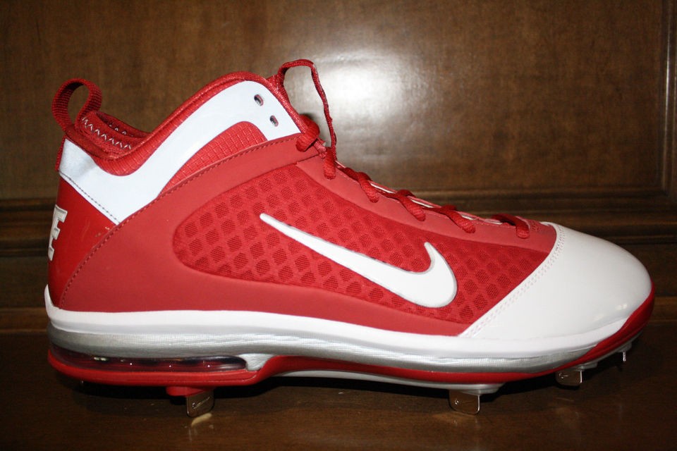 New Mens NIKE AIR MAX DIAMOND ELITE Metal Baseball Cleats Red/White