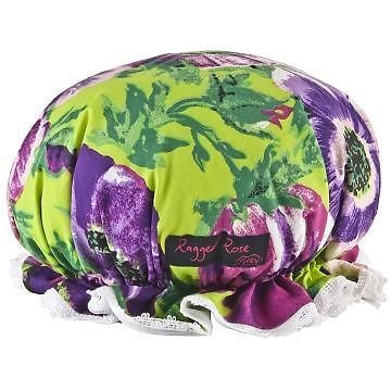 RAGGED ROSE RETRO SHOWER HAT CAP GREEN PURPLE ANEMONE