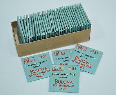 Vintage NEW Bulova Watch Parts 6EA #51 Hairspring Stud Screw Lot of 36 