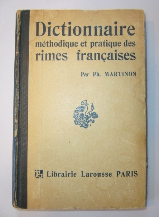 Vintage Antique 1900s Authentic 1915 Livre DICTIONNAIRE RIMES 