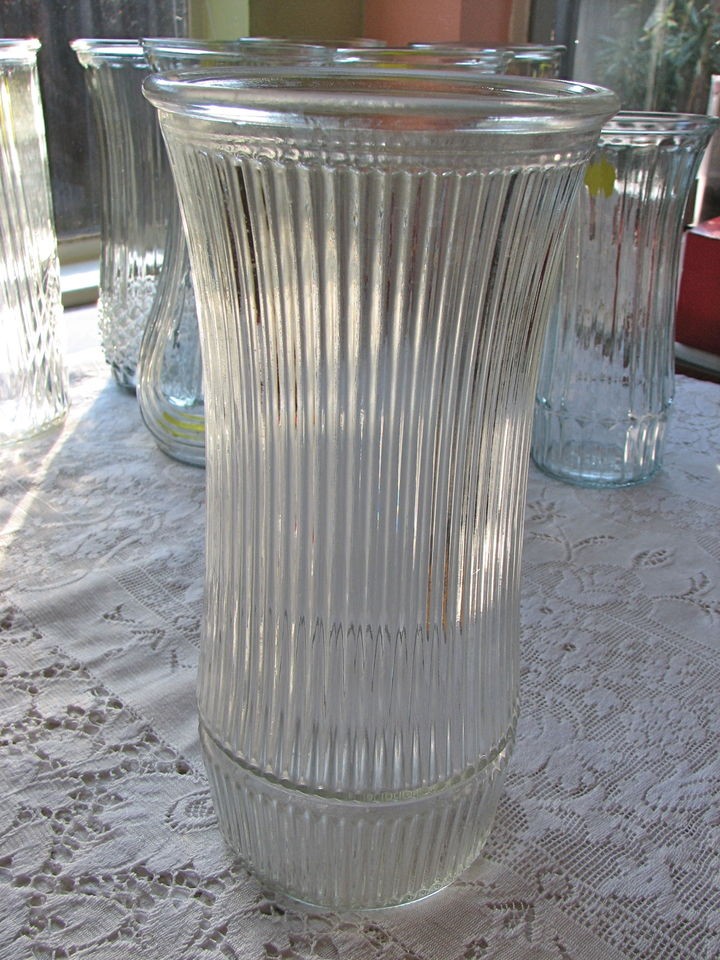 Tall Vintage Hoosier Clear Glass Floral Vase 9 3/4 High #4089 B, & 1B 