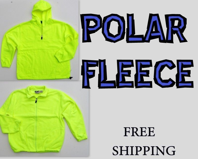 Mens High Visibility Polar Fleece Hoodies HI VIS Safety Yellow Size 