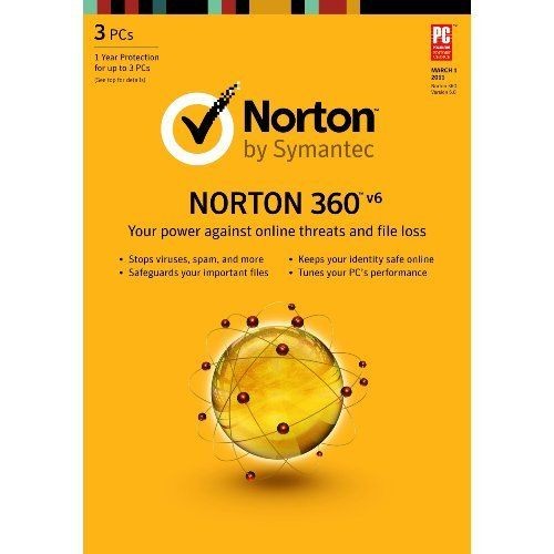 NORTON 360 Version 6 V6 3PCs/1USER Symantec Antivirus