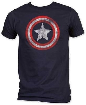 New Licensed Captain America Distressed Shield Marvel Adult T Shirt S 