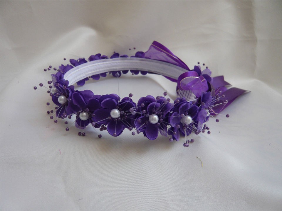 NEW PURPLE HEADPIECE CROWN TO MATCH FLOWER GIRL DRESS