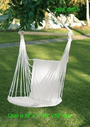 White COTTON PADDED HAMMOCK SWING CHAIR Garden Patio Porch Hanging 