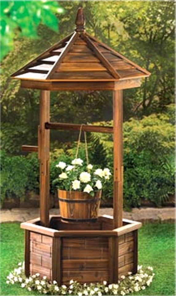 RUSTIC WISHING WELL PLANTER Yard Outdoor Garden Decor NEW