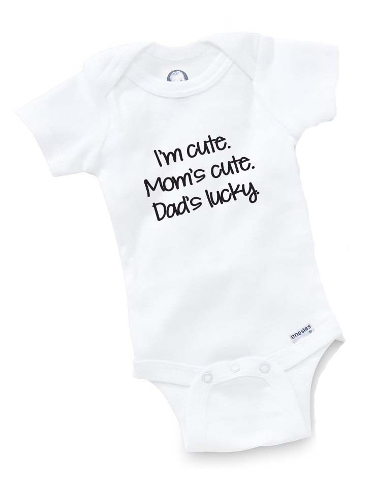 Cute Mom Dad Lucky Onesie Baby Shower Gift Geek Funny Cute Custom 