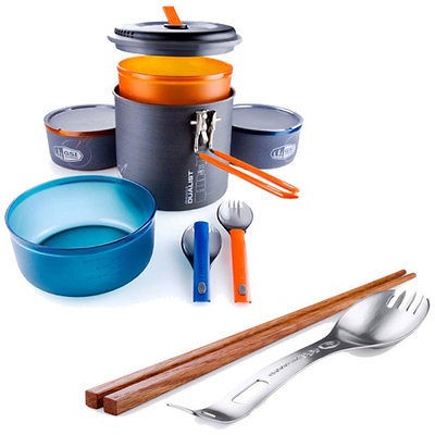 GSI Outdoors Pinnacle Dualist Cook Set w/ GSI Outdoors Titanium Kung 