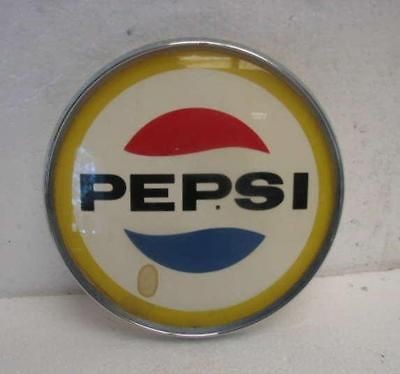 PEPSI COLA MACHINE EMBLEM SIGN DISPLAY CHROME AND PLASTIC 1950S