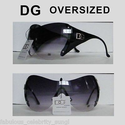   WOMENS NEW OVERSIZED BLACK VISOR WRAP DESIGNER SUNGLASSES DG 0701 SKI