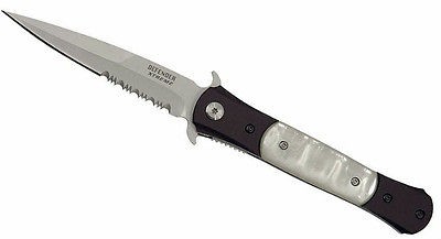 Stiletto Pearl Color Handle Folding Knife with Clip Spring Assisted