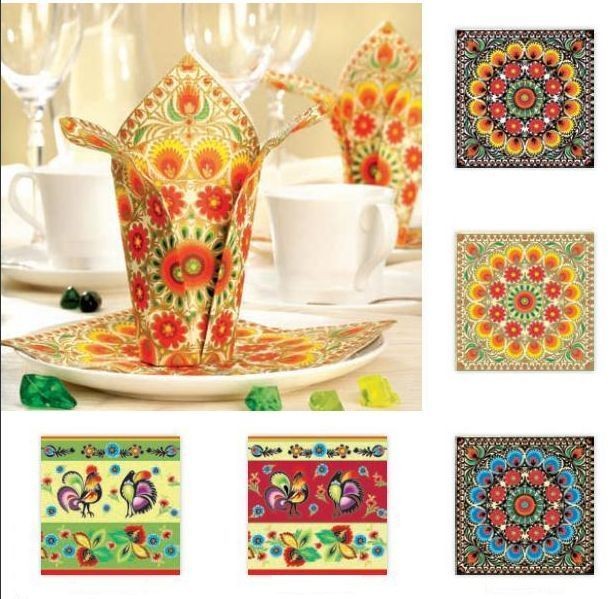 FOLK STYLE Decoupage Paper Napkins MIXED 10PCS 33x 33cm   YOU CHOOSE