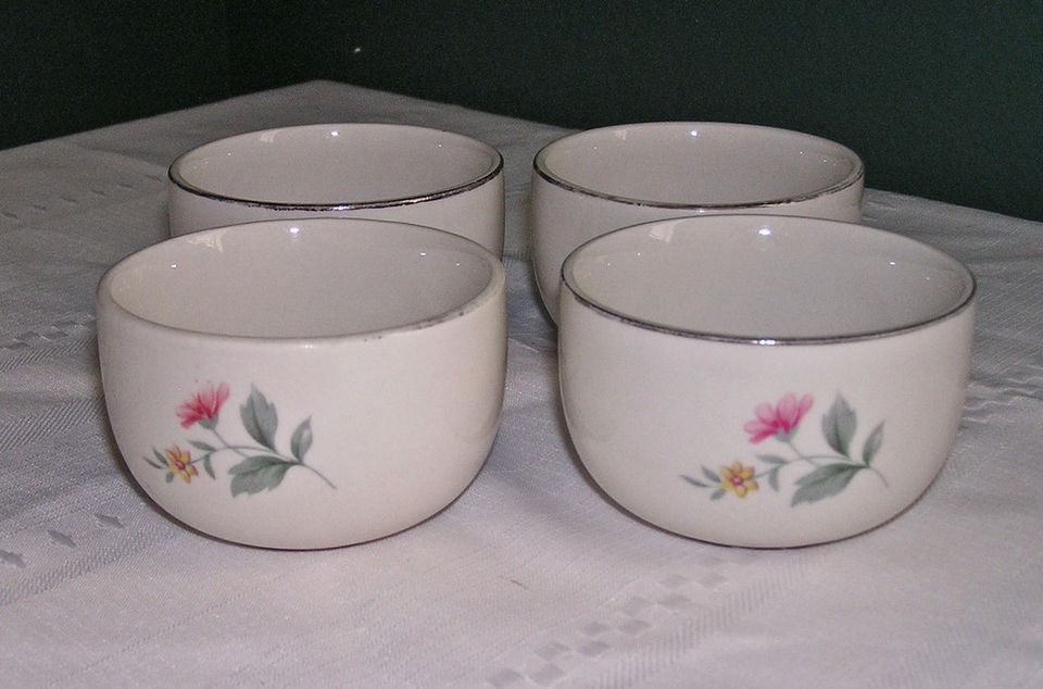   SUPERIOR QUALITY DINNERWARE SPRINGTIME PATTERN CUSTARD CUPS SET OF 4