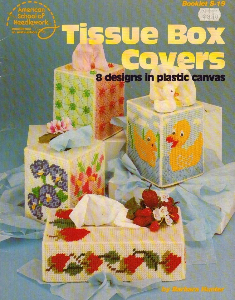 TISSUE BOX COVERS IN PLASTIC CANVAS PATTERN LEAFLET