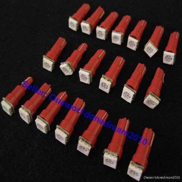 20 Pcs T5 74 5050 1 SMD Car Dashboard Gauge Side LED Light Bulbs Lamps 