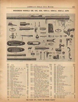 1957 MOSSBERG AD MODEL 42 B C M PARTS LIST