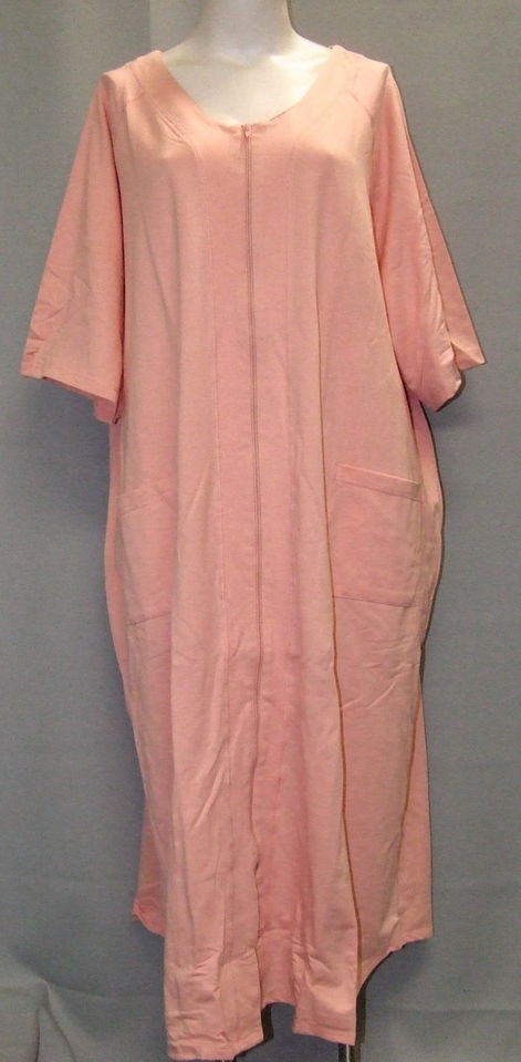   Size 5X French Terry Zip Robe with Patch Pockets Dreams & Co Peach