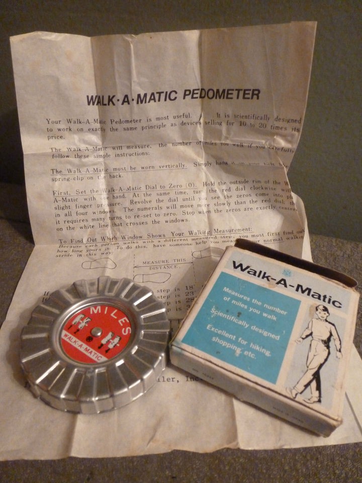 VINTAGE pedometer WALK A MATIC ORIGINAL BOX INSTRUCTIONS FREE SHIP 