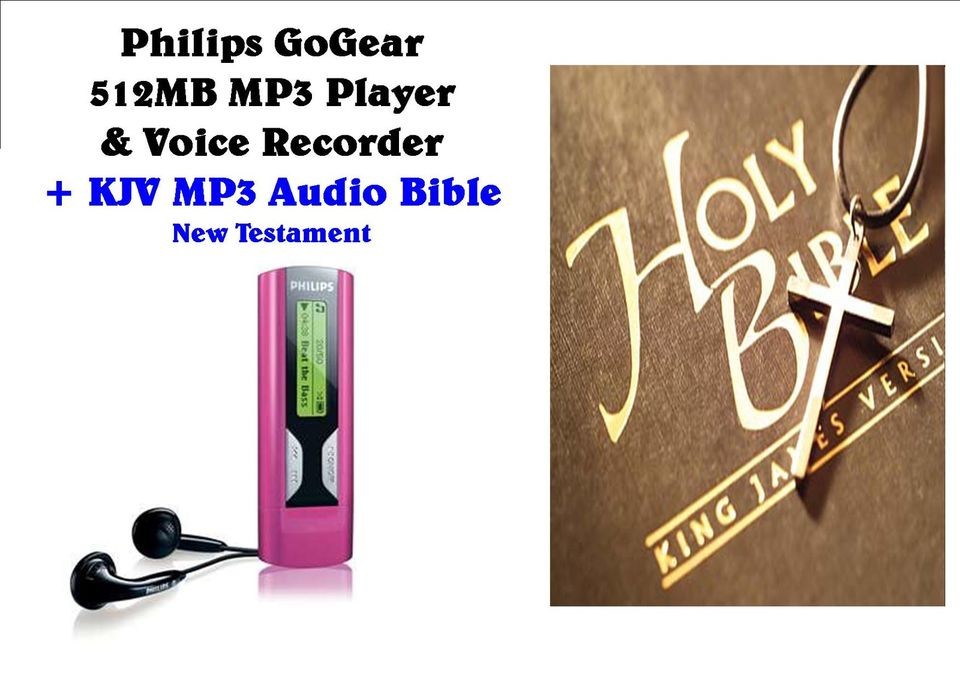 Philips GoGear Pink 512MB  Player +KJV  Audio Bible 