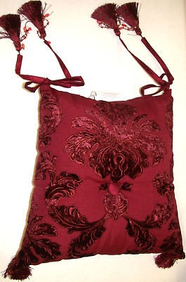 Pier 1 Chair Pillow with Tassels ~ Dark Cherry NEW