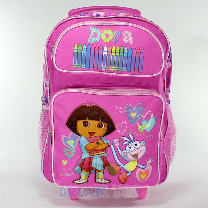 Dora the Explorer Pink School Roller 16 Backpack Rolling Girls Bag on ...