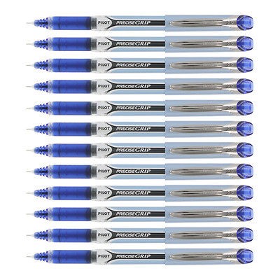 12 Pilot Precise Grip Blue Extra Fine Rolling Ball Pens